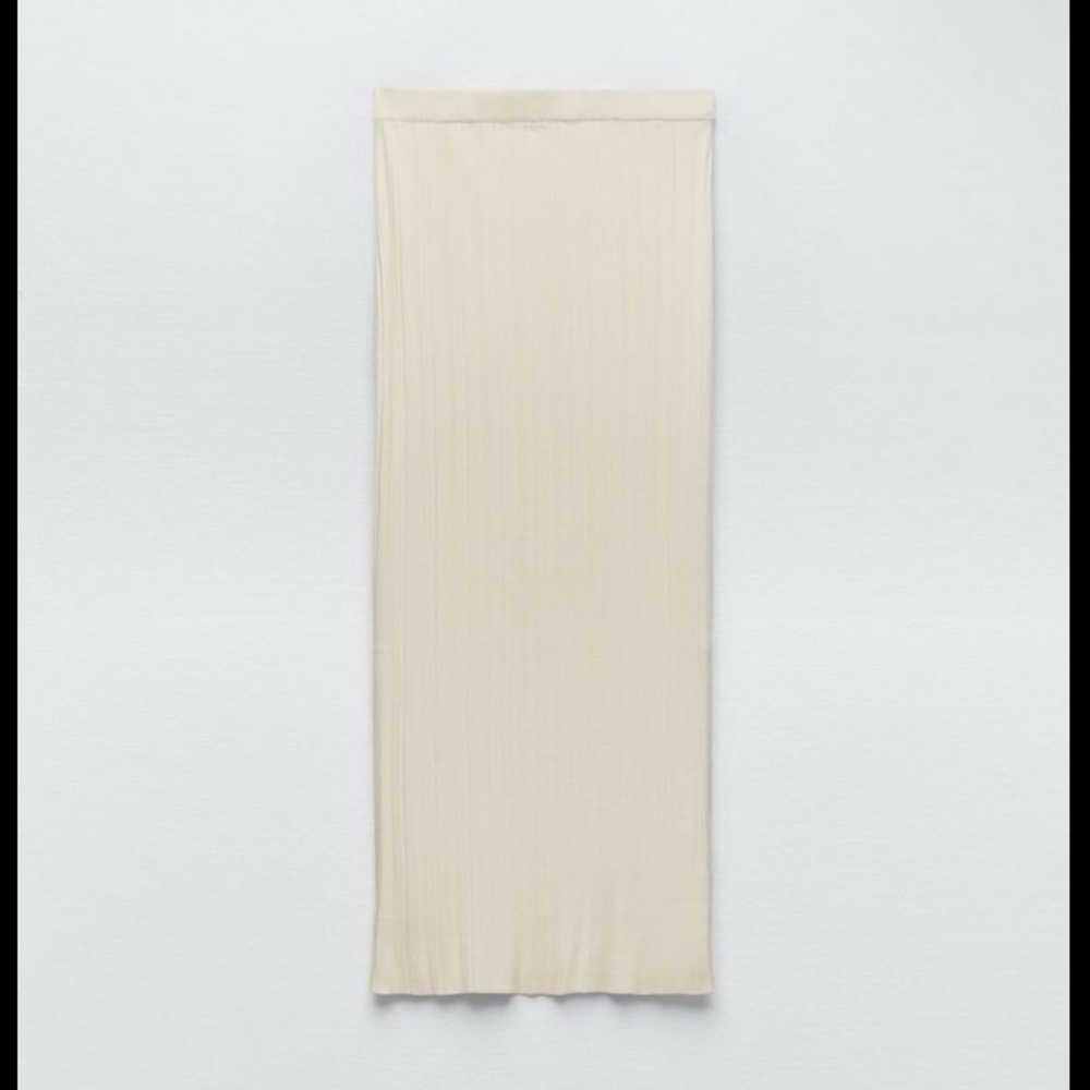 Zara Cream Ribbed Pencil Skirt
